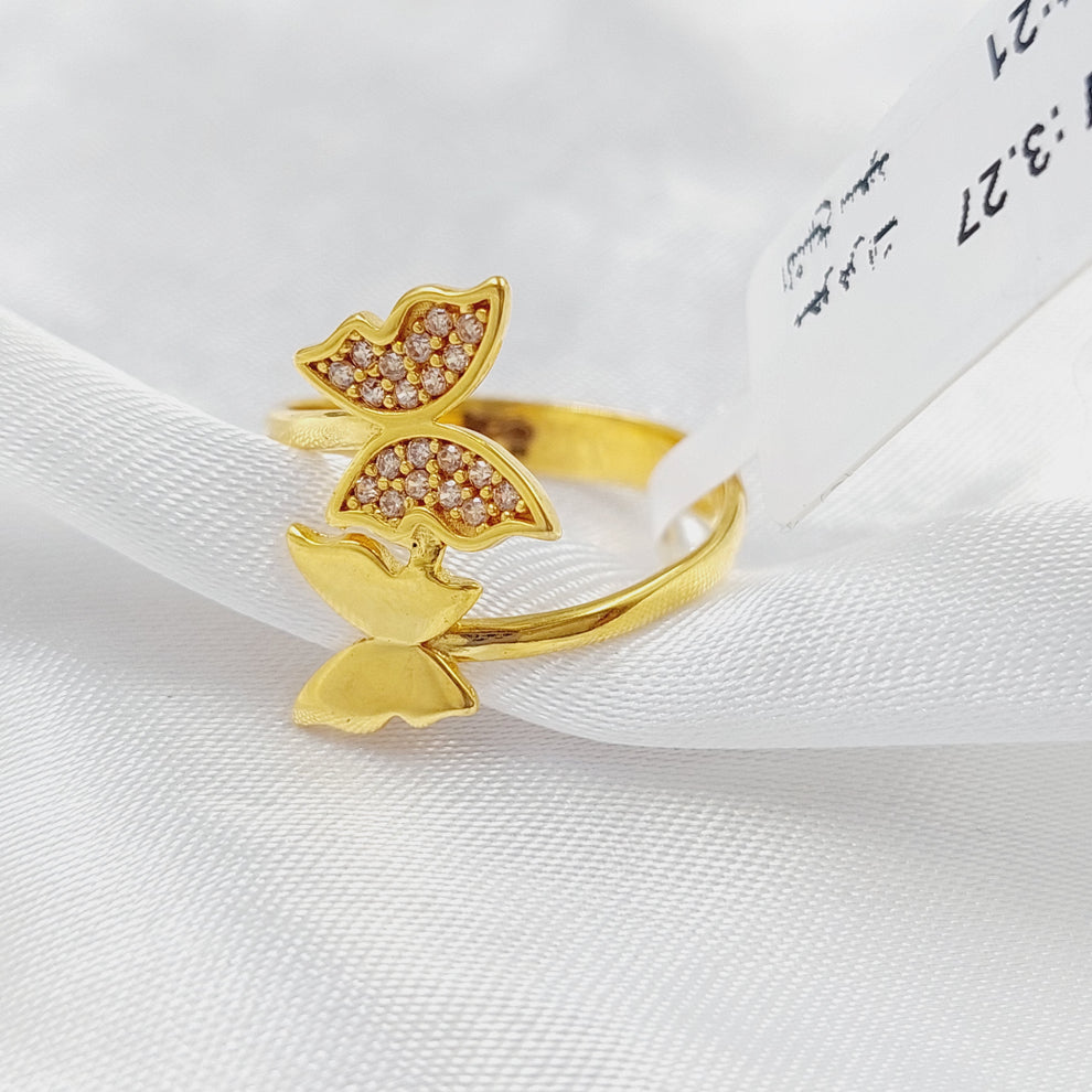 Zirconed Butterfly Ring Made Of 21K Yellow Gold by Saeed Jewelry-28548