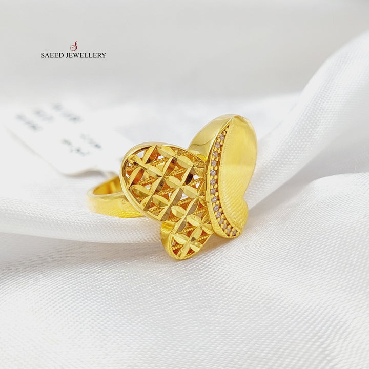 Zirconed Butterfly Ring  Made Of 21K Yellow Gold by Saeed Jewelry-28718