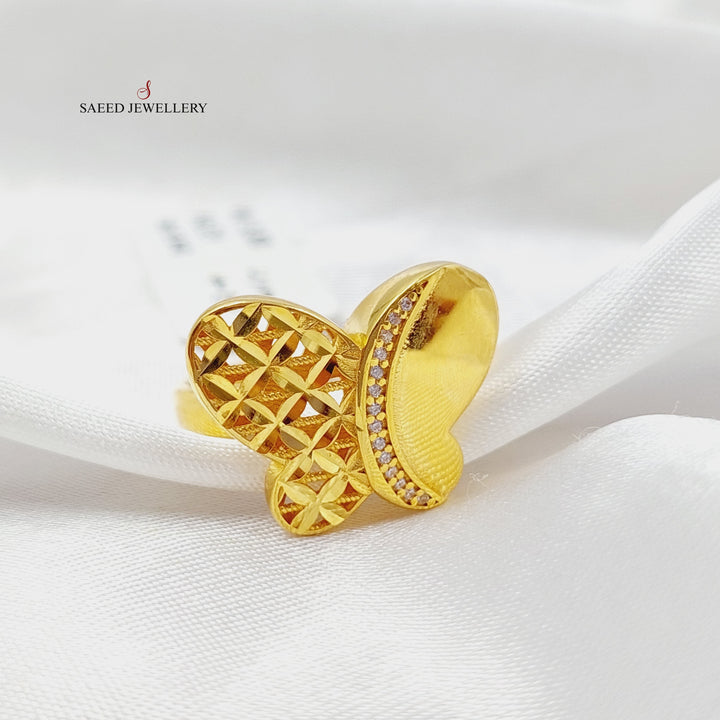 Zirconed Butterfly Ring  Made Of 21K Yellow Gold by Saeed Jewelry-28718