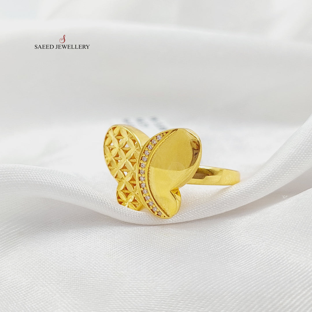 Zirconed Butterfly Ring  Made Of 21K Yellow Gold by Saeed Jewelry-28718