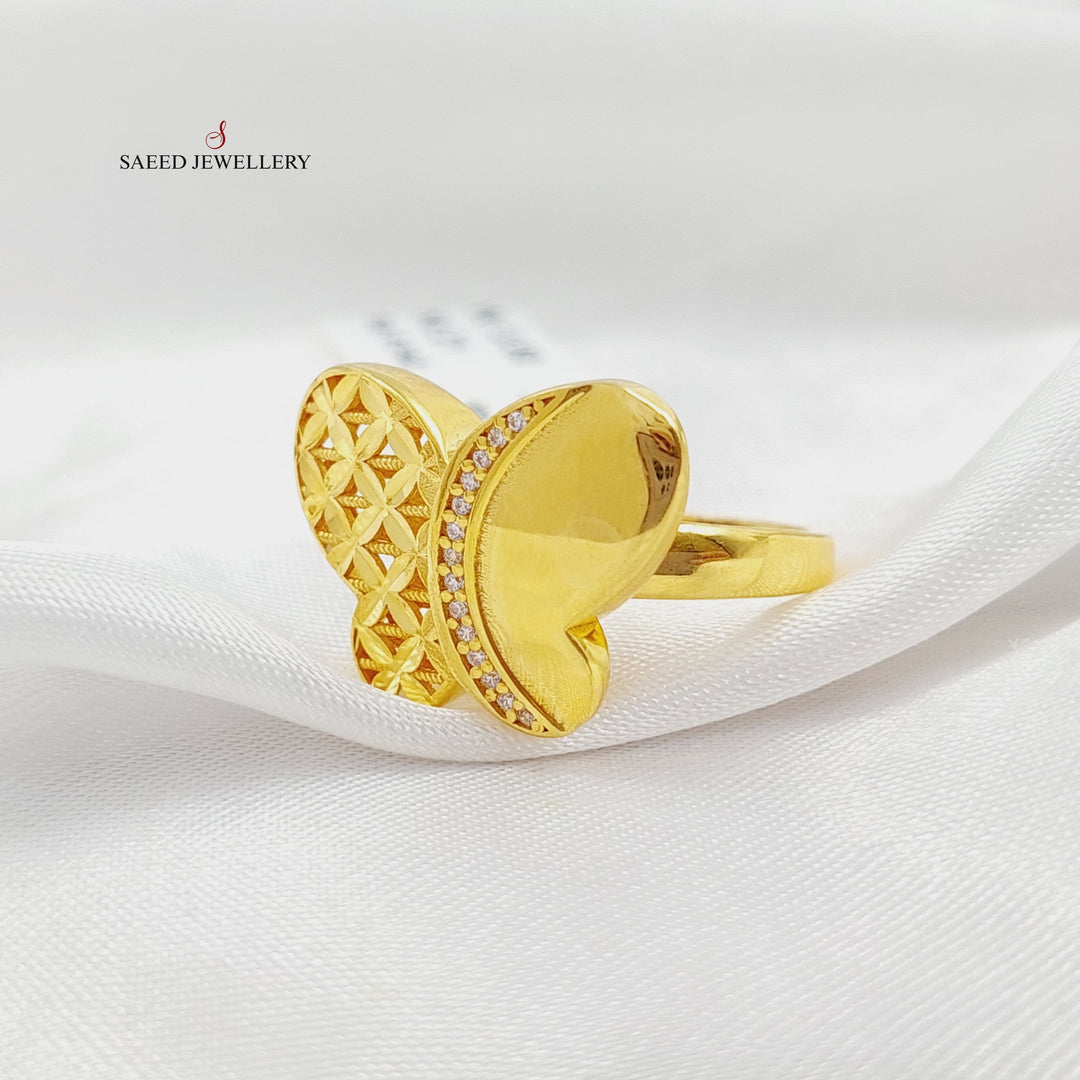 Zirconed Butterfly Ring  Made Of 21K Yellow Gold by Saeed Jewelry-28718