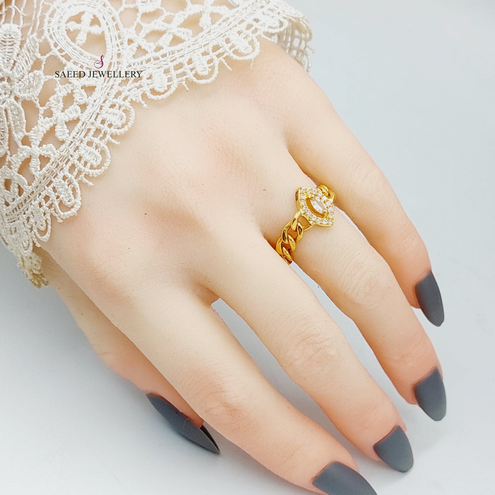 Zirconed Chain Links Ring Made Of 21K Yellow Gold by Saeed Jewelry-27462