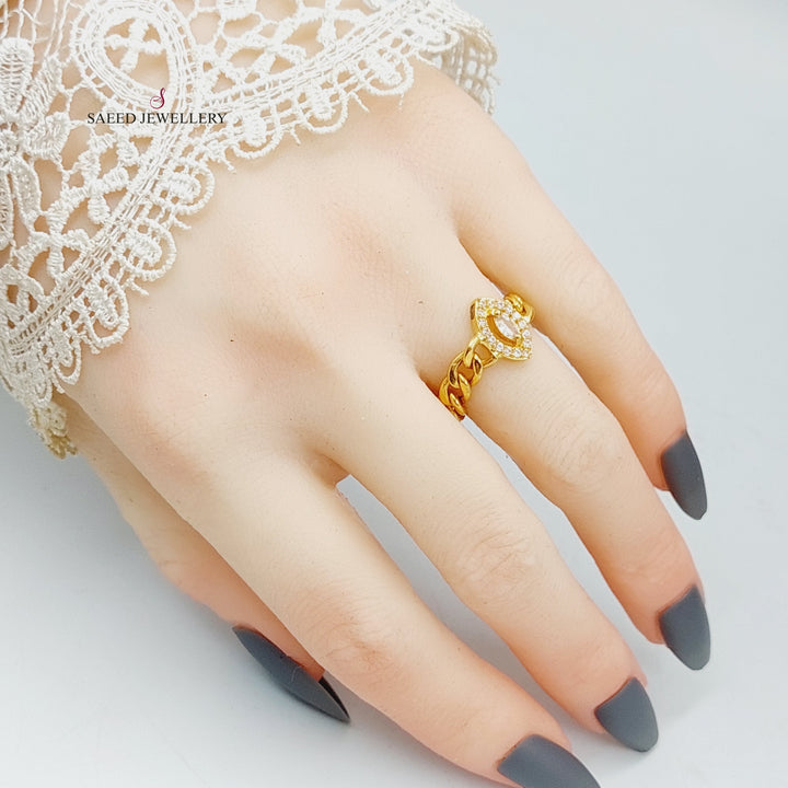 Zirconed Chain Links Ring Made Of 21K Yellow Gold by Saeed Jewelry-27462