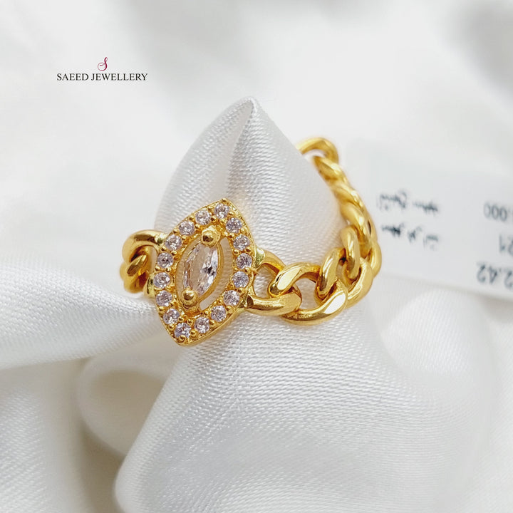 Zirconed Chain Links Ring Made Of 21K Yellow Gold by Saeed Jewelry-27462