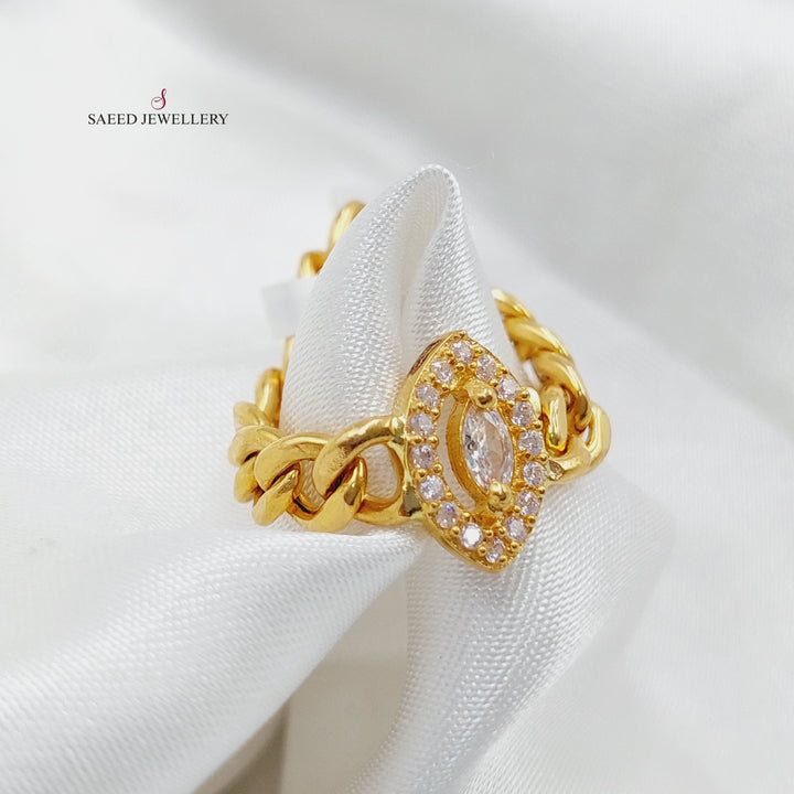 Zirconed Chain Links Ring Made Of 21K Yellow Gold by Saeed Jewelry-27462