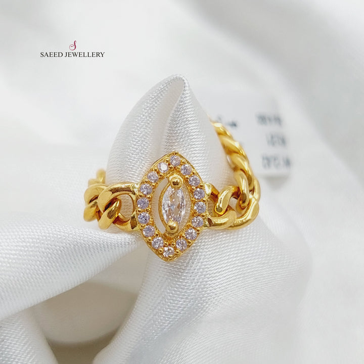 Zirconed Chain Links Ring Made Of 21K Yellow Gold by Saeed Jewelry-27462