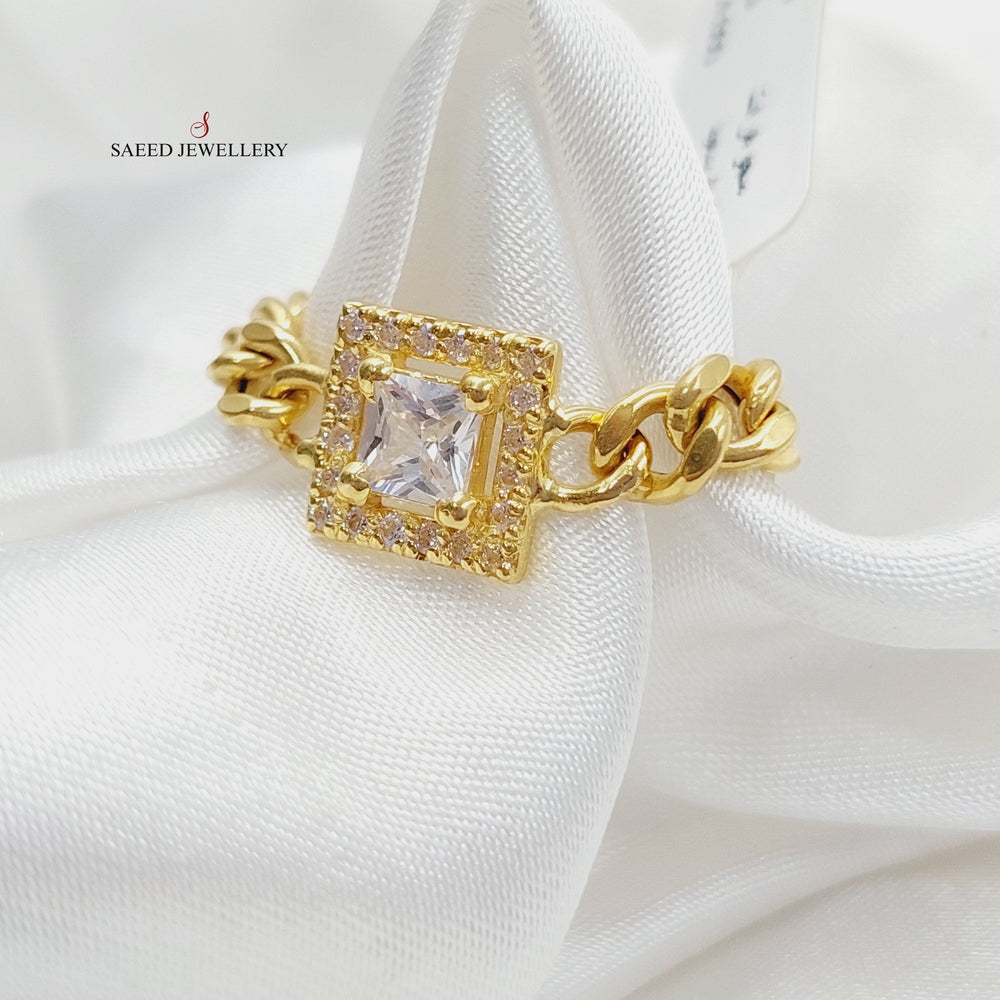 Zirconed Cuban Links Ring Made Of 18K Yellow Gold by Saeed Jewelry-27953