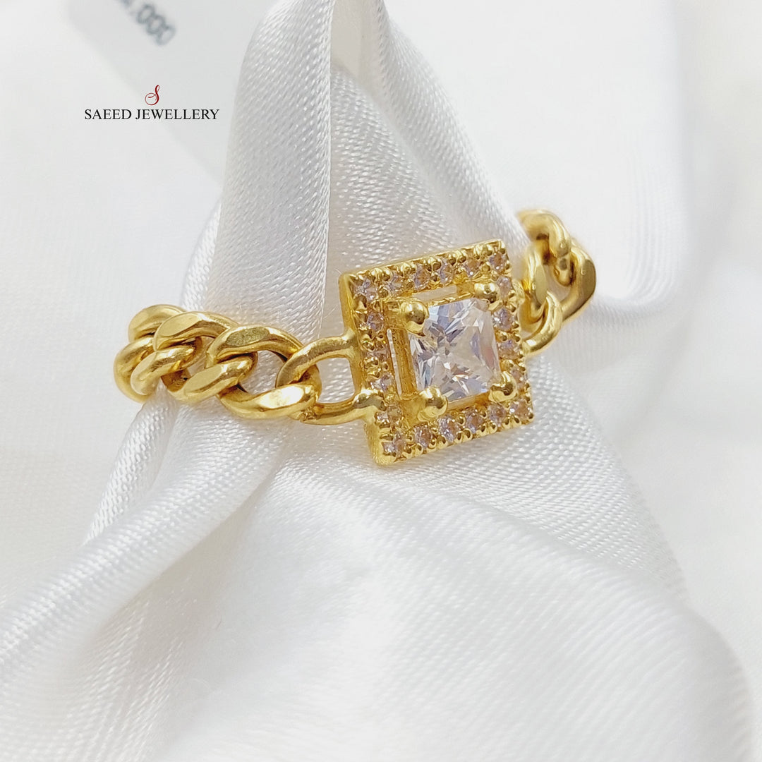 Zirconed Cuban Links Ring Made Of 18K Yellow Gold by Saeed Jewelry-27953