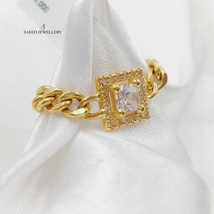 Zirconed Cuban Links Ring Made Of 18K Yellow Gold by Saeed Jewelry-27953