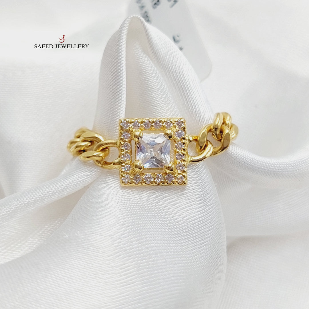 Zirconed Cuban Links Ring Made Of 18K Yellow Gold by Saeed Jewelry-27953