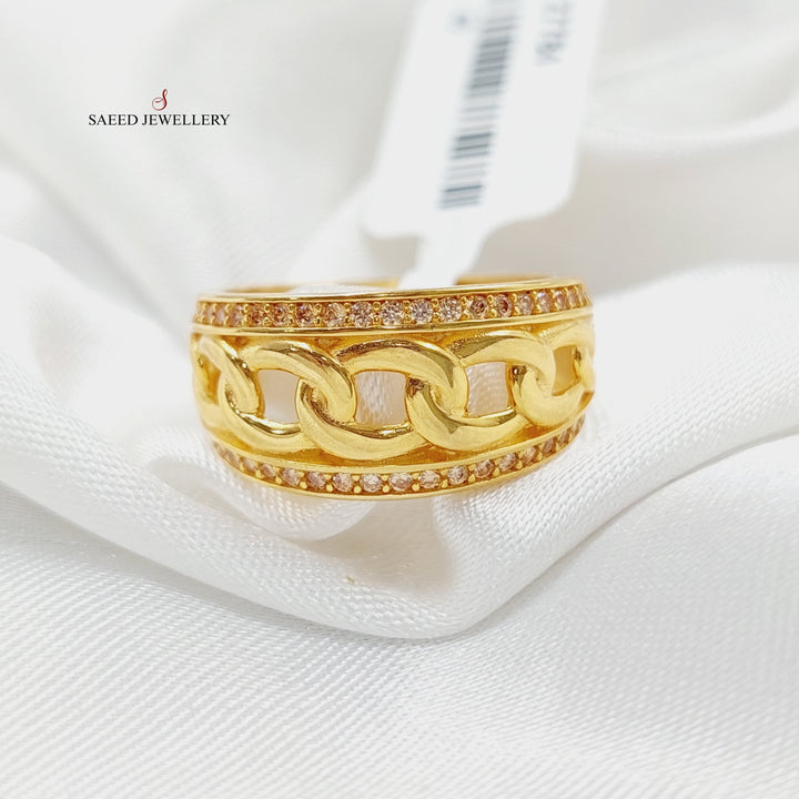 Zirconed Cuban Links Ring Made Of 21K Yellow Gold by Saeed Jewelry-27784