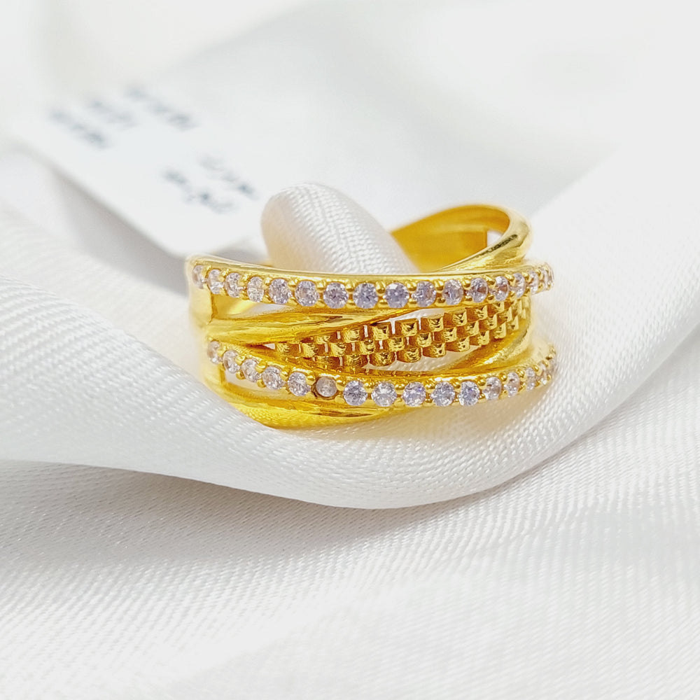 Zirconed Deluxe Ring Made Of 21K Yellow Gold by Saeed Jewelry-28359