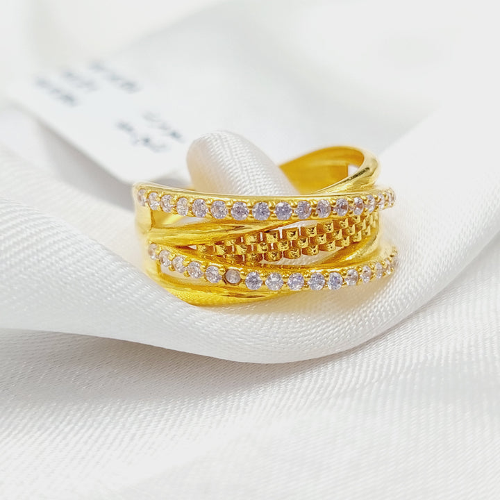 Zirconed Deluxe Ring Made Of 21K Yellow Gold by Saeed Jewelry-28359