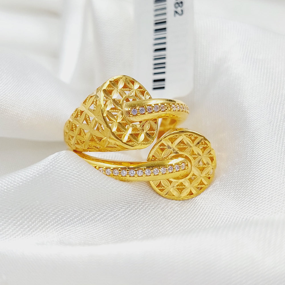 Zirconed Deluxe Ring Made Of 21K Yellow Gold by Saeed Jewelry-28382