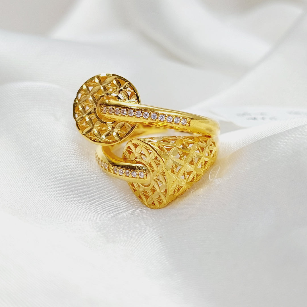 Zirconed Deluxe Ring Made Of 21K Yellow Gold by Saeed Jewelry-28382