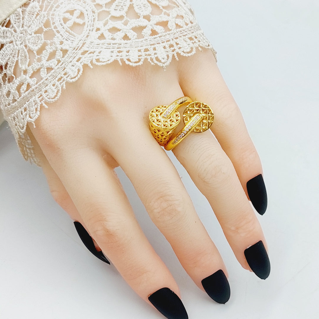 Zirconed Deluxe Ring Made Of 21K Yellow Gold by Saeed Jewelry-28382
