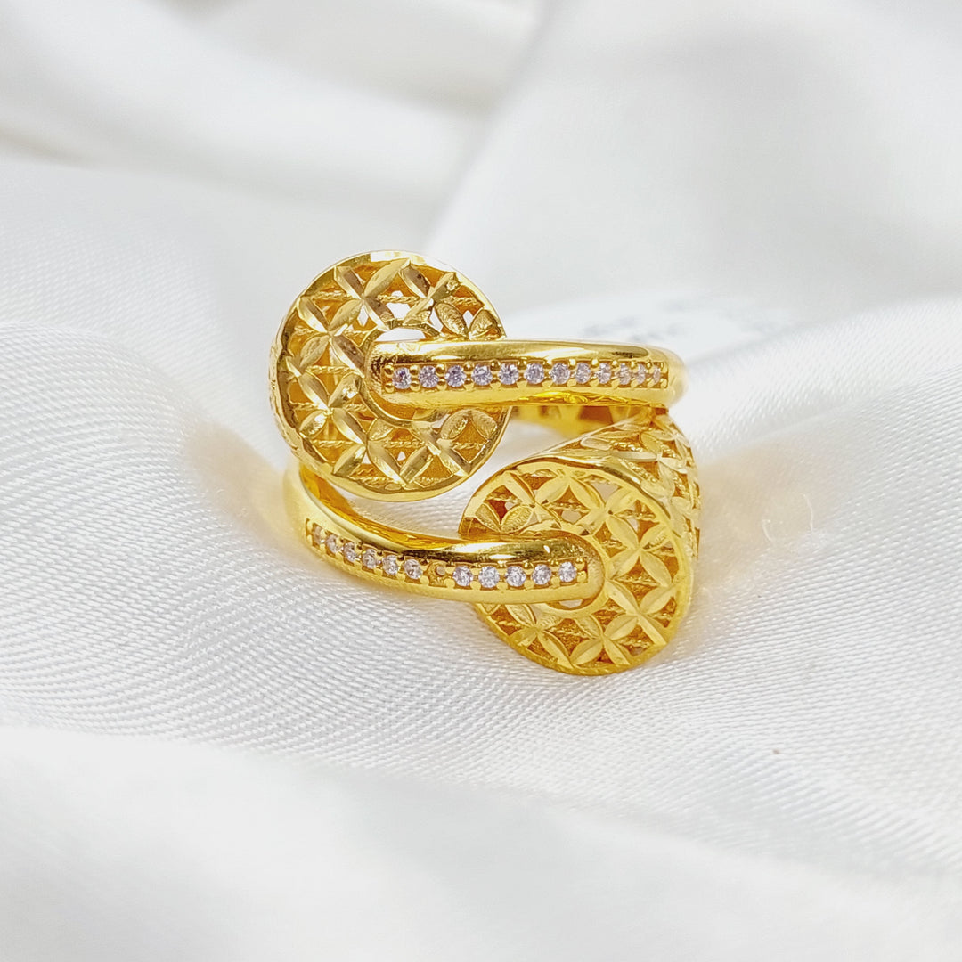 Zirconed Deluxe Ring Made Of 21K Yellow Gold by Saeed Jewelry-28382