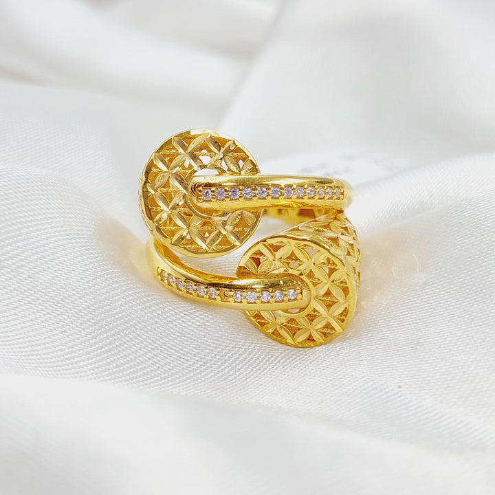 Zirconed Deluxe Ring Made Of 21K Yellow Gold by Saeed Jewelry-28382