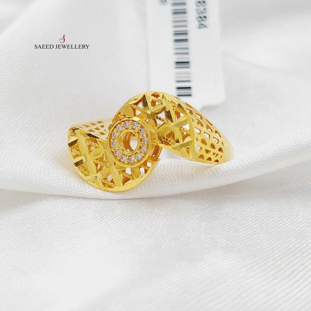 Zirconed Deluxe Ring Made Of 21K Yellow Gold by Saeed Jewelry-28384