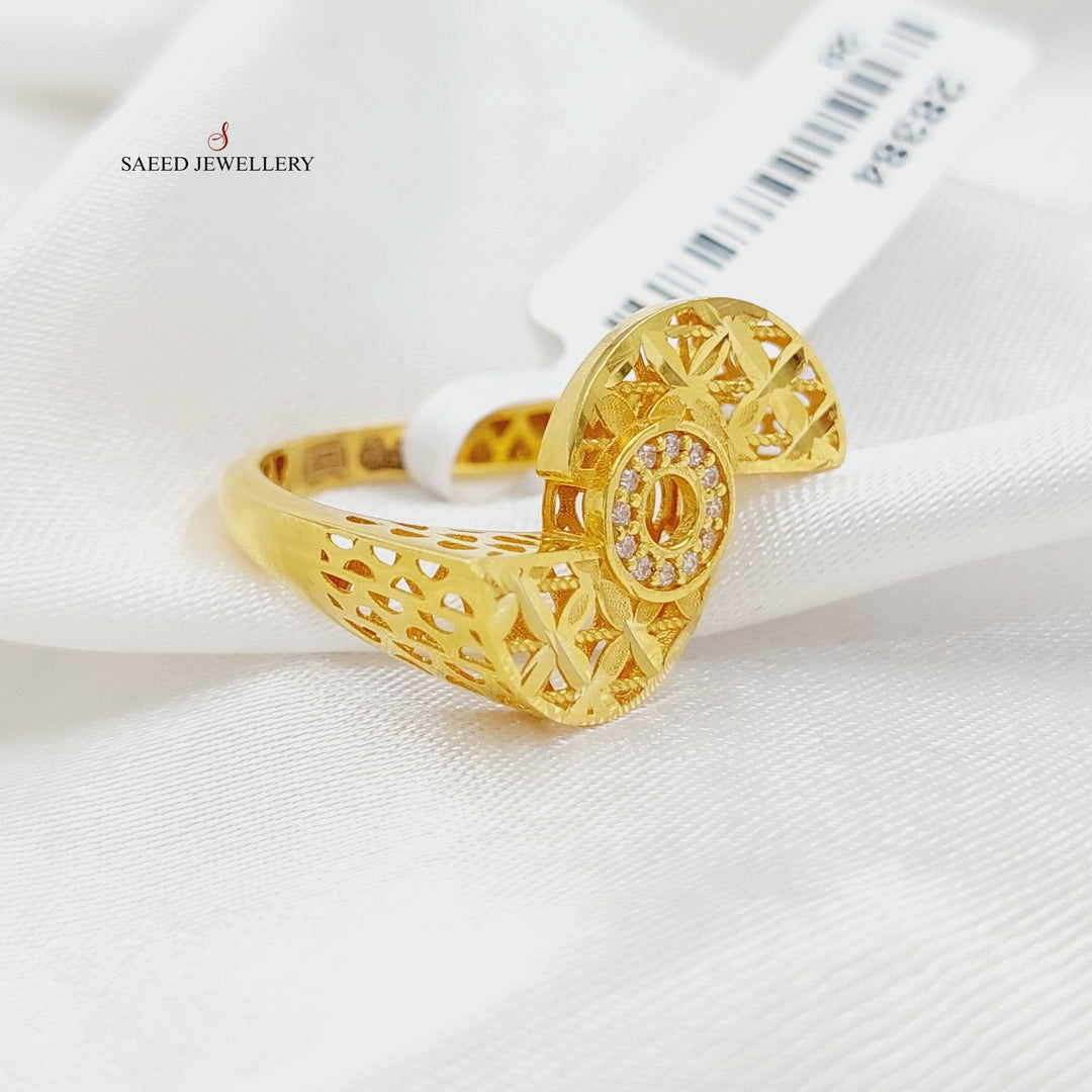 Zirconed Deluxe Ring Made Of 21K Yellow Gold by Saeed Jewelry-28384