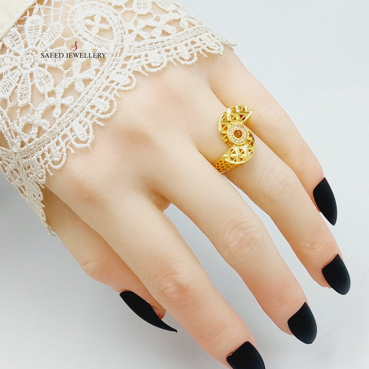 Zirconed Deluxe Ring Made Of 21K Yellow Gold by Saeed Jewelry-28384