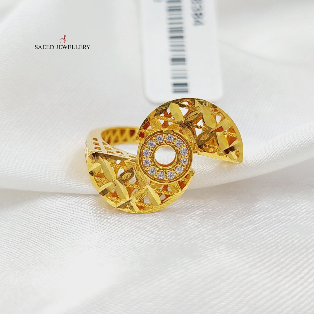 Zirconed Deluxe Ring Made Of 21K Yellow Gold by Saeed Jewelry-28384