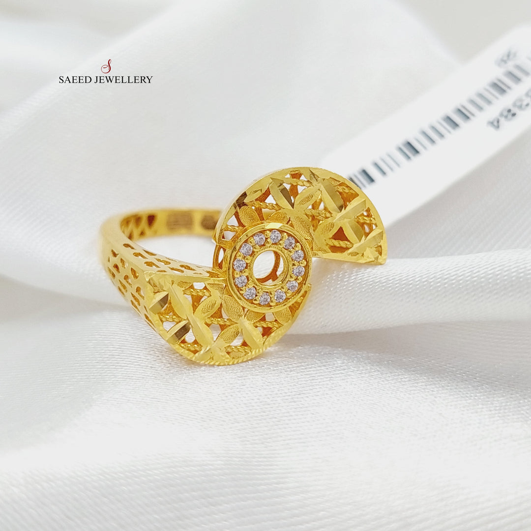Zirconed Deluxe Ring Made Of 21K Yellow Gold by Saeed Jewelry-28384