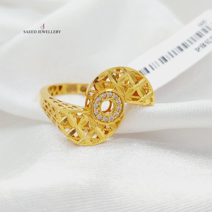 Zirconed Deluxe Ring Made Of 21K Yellow Gold by Saeed Jewelry-28384