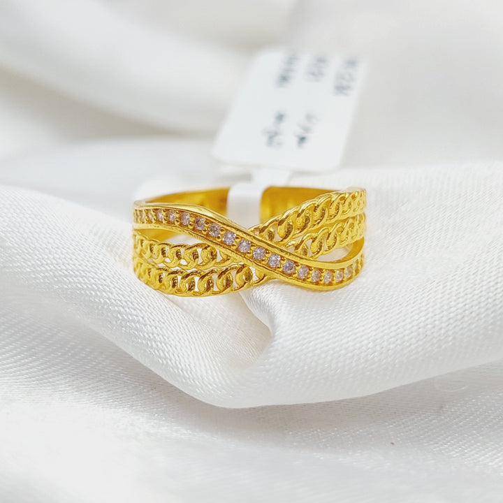 Zirconed Deluxe Ring Made Of 21K Yellow Gold by Saeed Jewelry-28386