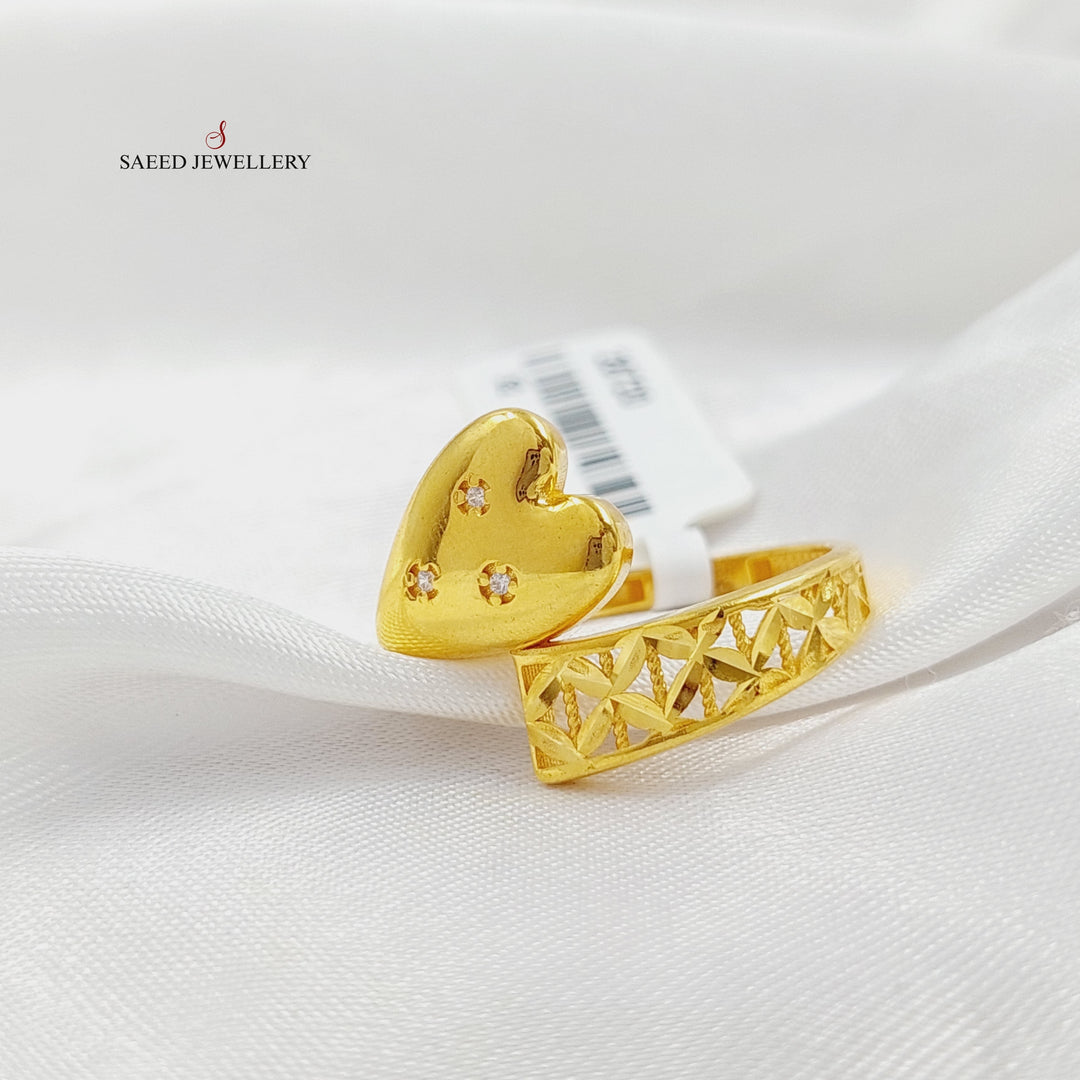 Zirconed Heart Ring  Made Of 21K Yellow Gold by Saeed Jewelry-28719