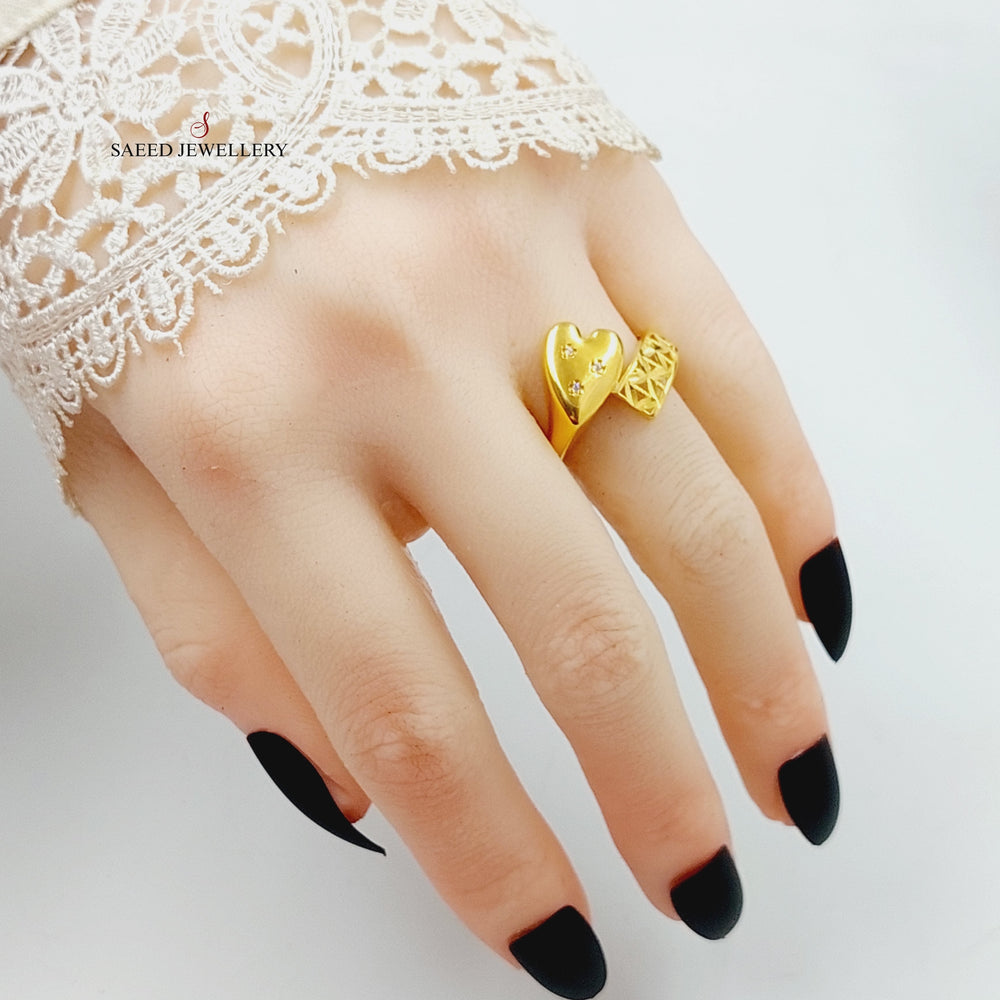 Zirconed Heart Ring  Made Of 21K Yellow Gold by Saeed Jewelry-28720