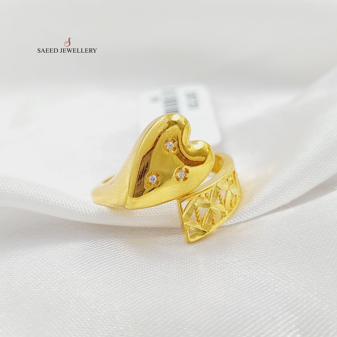 Zirconed Heart Ring  Made Of 21K Yellow Gold by Saeed Jewelry-28720