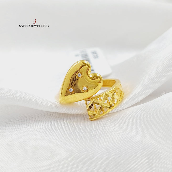 Zirconed Heart Ring  Made Of 21K Yellow Gold by Saeed Jewelry-28720