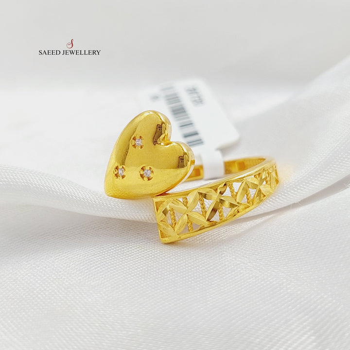 Zirconed Heart Ring  Made Of 21K Yellow Gold by Saeed Jewelry-28720