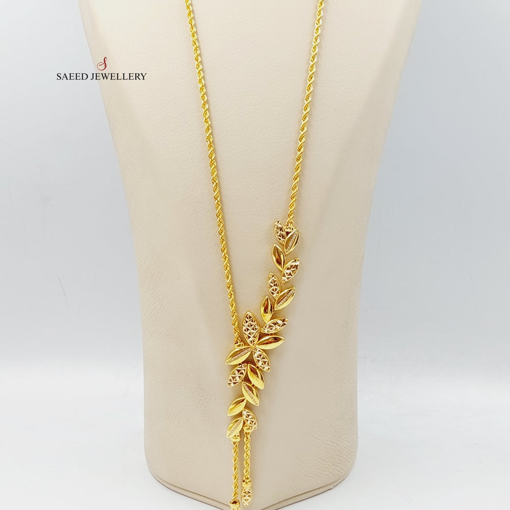 Zirconed Leaf Necklace  Made Of 21K Yellow Gold by Saeed Jewelry-28737