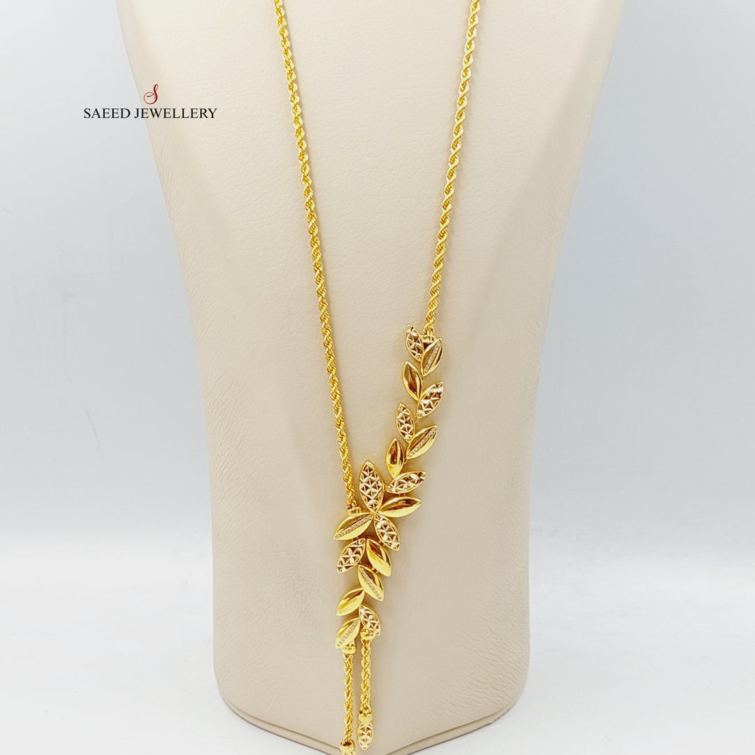 Zirconed Leaf Necklace  Made Of 21K Yellow Gold by Saeed Jewelry-28737