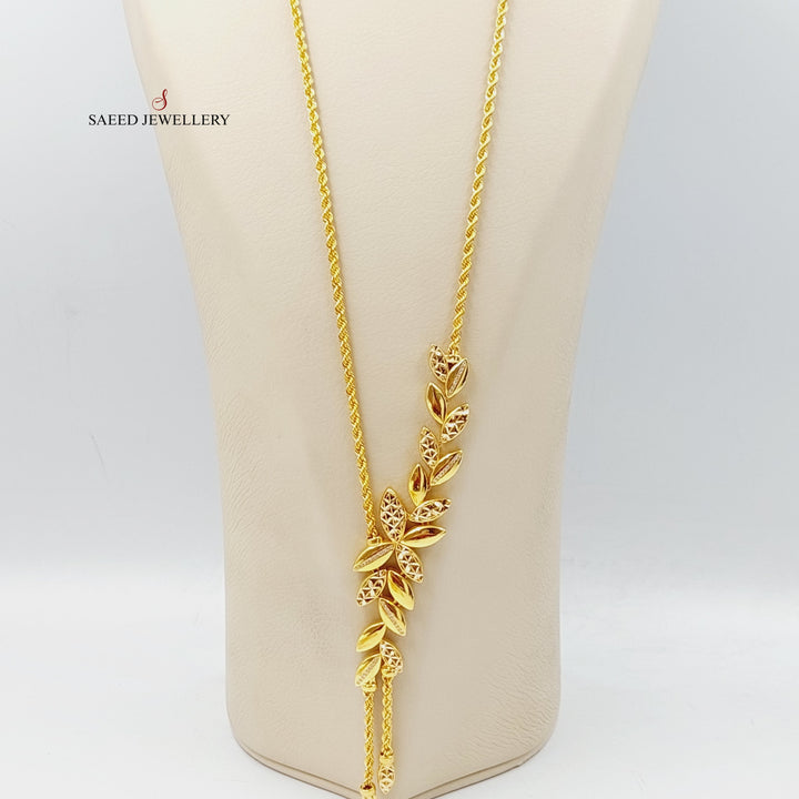 Zirconed Leaf Necklace  Made Of 21K Yellow Gold by Saeed Jewelry-28737