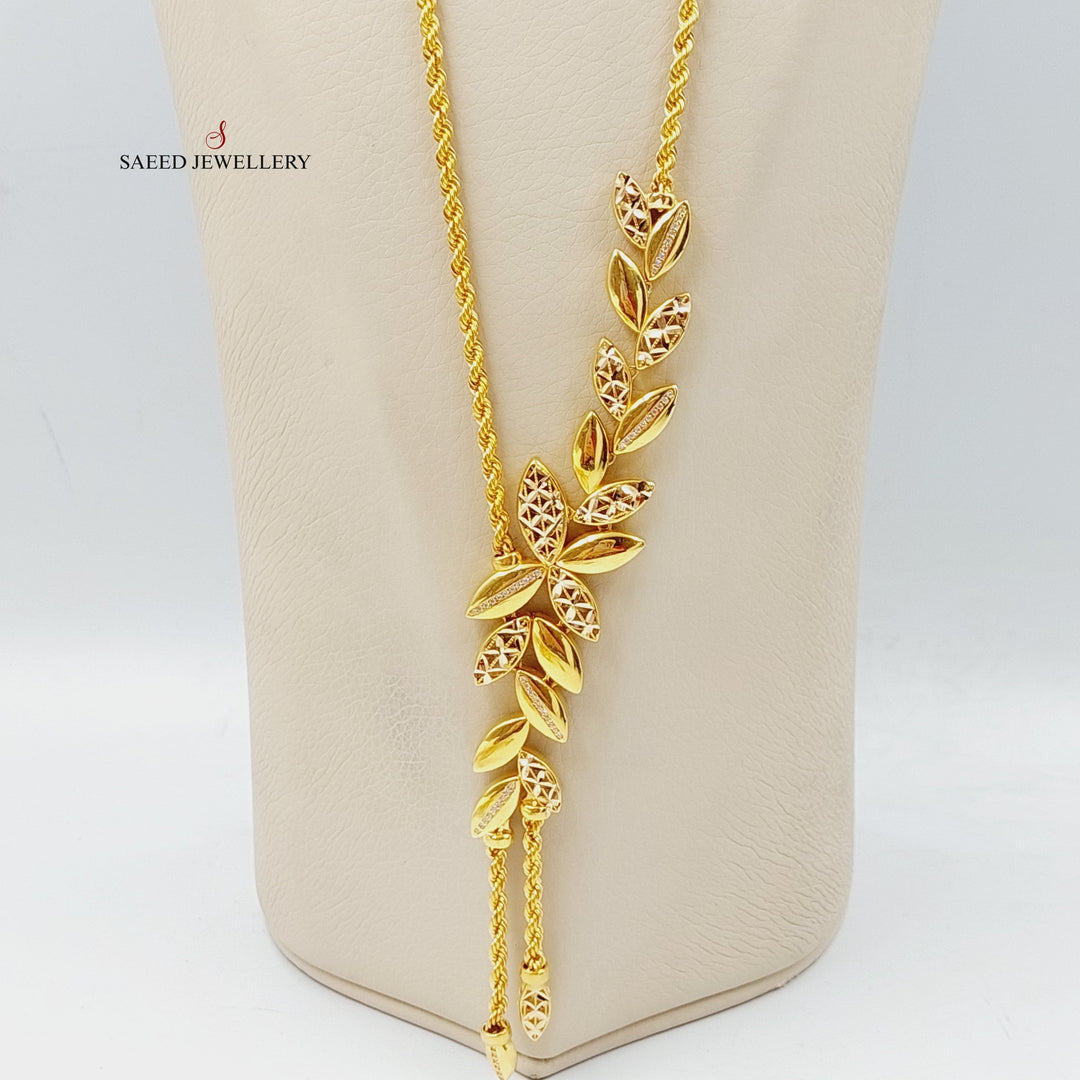 Zirconed Leaf Necklace  Made Of 21K Yellow Gold by Saeed Jewelry-28737