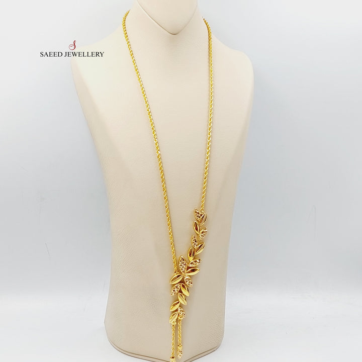 Zirconed Leaf Necklace  Made Of 21K Yellow Gold by Saeed Jewelry-28737
