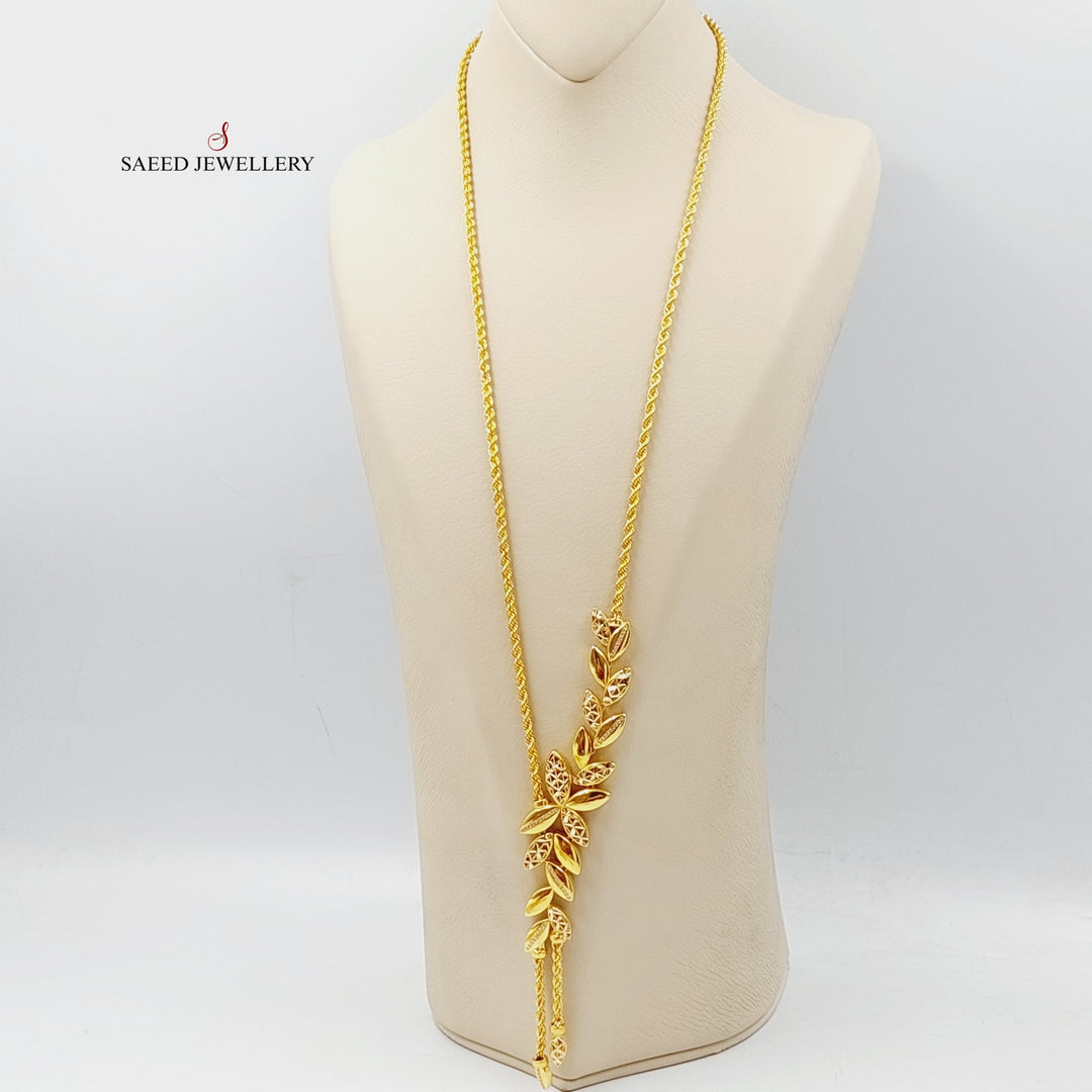 Zirconed Leaf Necklace  Made Of 21K Yellow Gold by Saeed Jewelry-28737