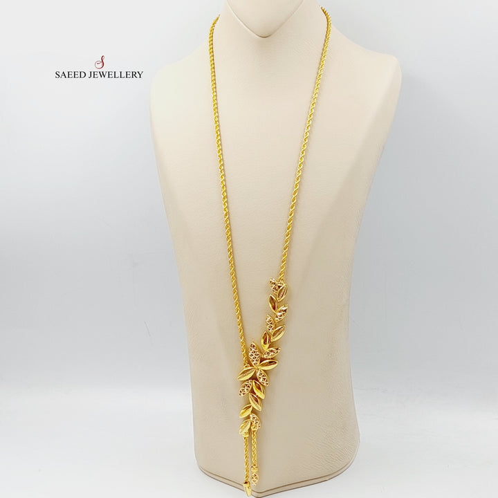 Zirconed Leaf Necklace  Made Of 21K Yellow Gold by Saeed Jewelry-28737
