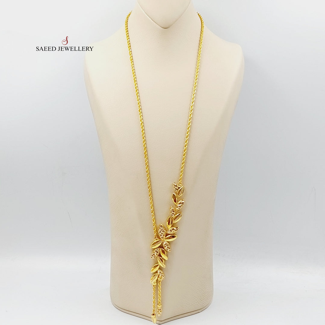 Zirconed Leaf Necklace  Made Of 21K Yellow Gold by Saeed Jewelry-28737