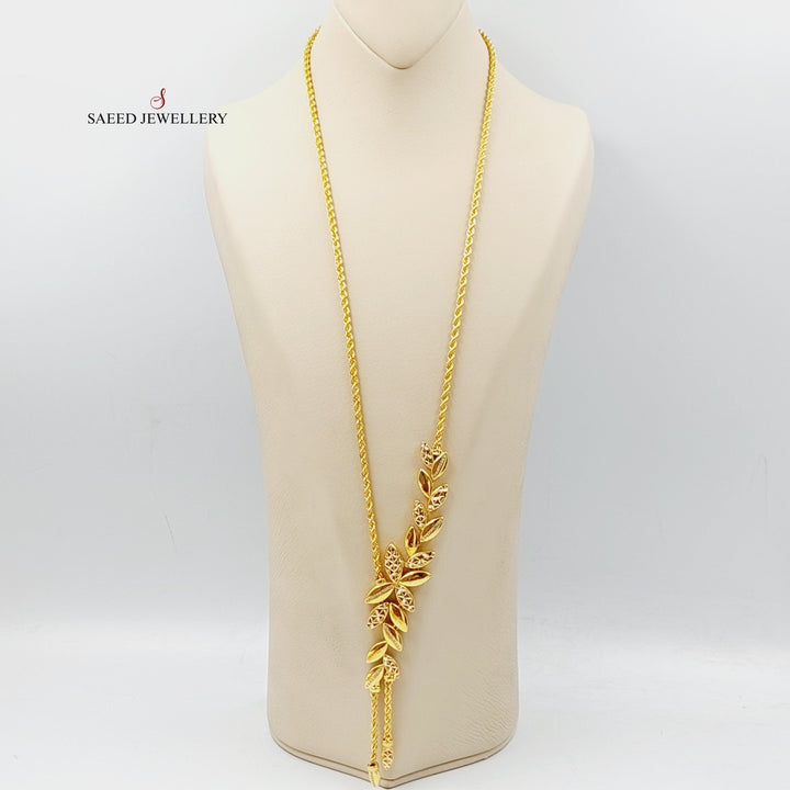 Zirconed Leaf Necklace  Made Of 21K Yellow Gold by Saeed Jewelry-28737