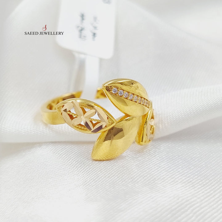 Zirconed Leaf Ring Made Of 21K Yellow Gold by Saeed Jewelry-28378