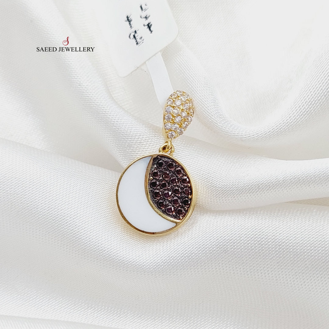 Zirconed Moon Pendant Made Of 18K Yellow Gold by Saeed Jewelry-27754