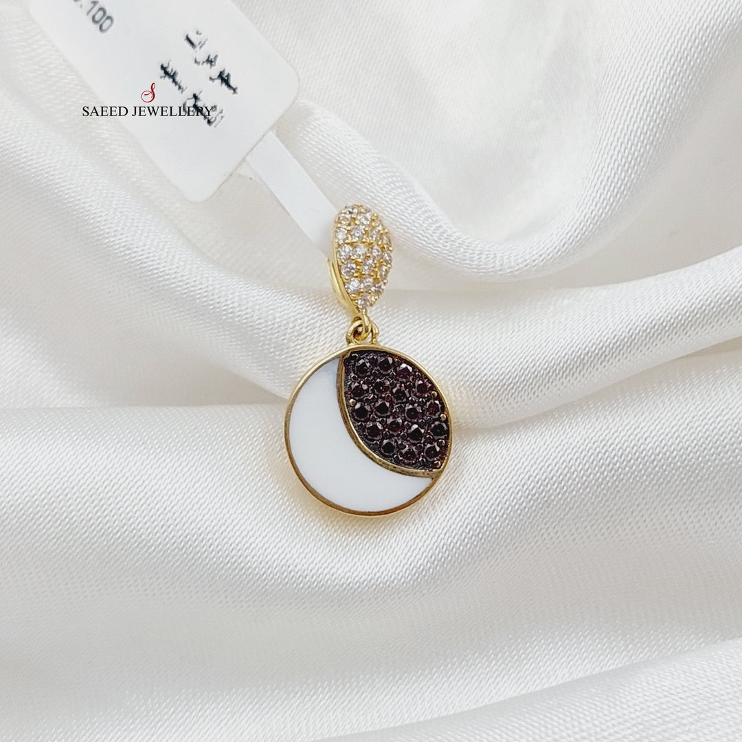 Zirconed Moon Pendant Made Of 18K Yellow Gold by Saeed Jewelry-27754