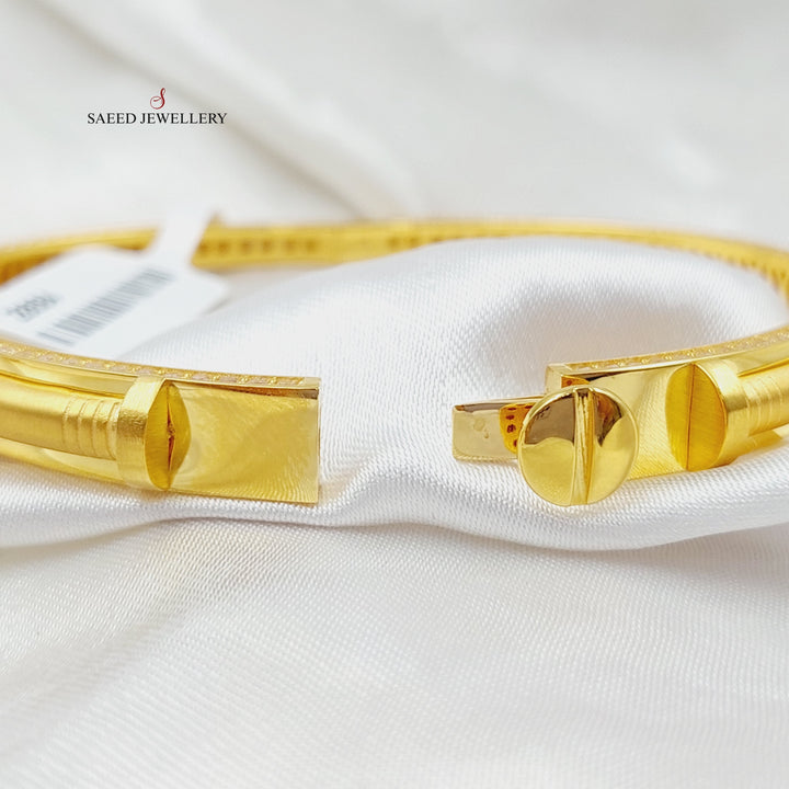Zirconed Nail Bracelet  Made Of 21K Yellow Gold by Saeed Jewelry-28684