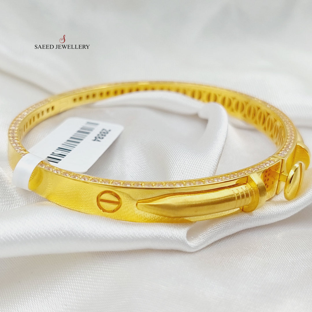 Zirconed Nail Bracelet  Made Of 21K Yellow Gold by Saeed Jewelry-28684