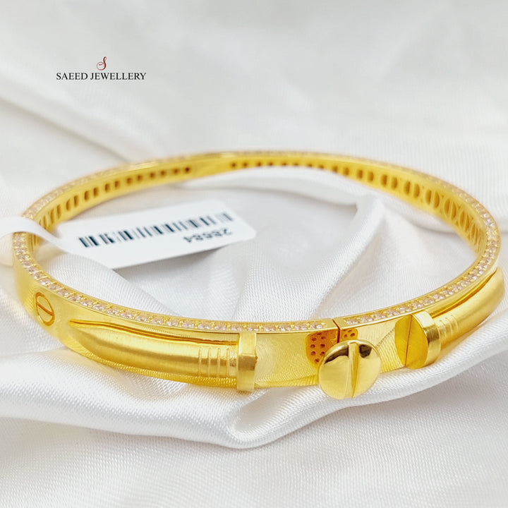 Zirconed Nail Bracelet  Made Of 21K Yellow Gold by Saeed Jewelry-28684