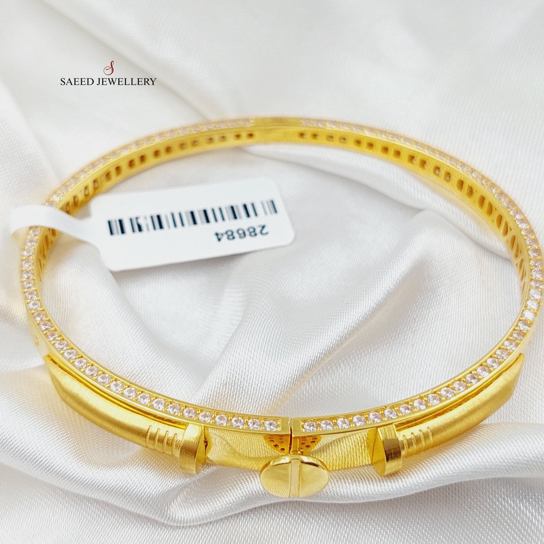 Zirconed Nail Bracelet  Made Of 21K Yellow Gold by Saeed Jewelry-28684